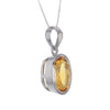 Oval Cut Citrine Pendant Necklace in Sterling Silver Setting v2
