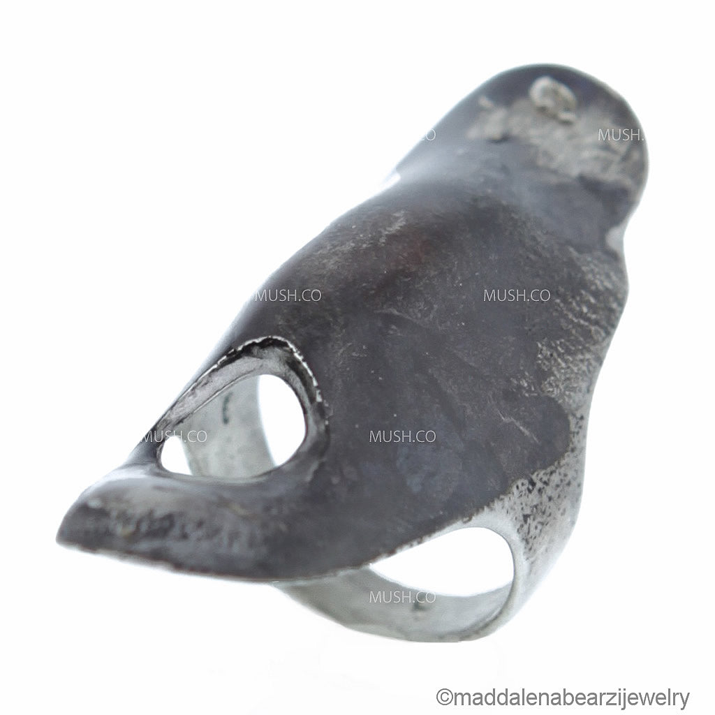 One of a Kind Handmade Italian Designer Ring in Oxidized Sterling Silver Size 7 Hollywood