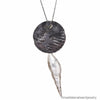 Conchiglia Spirale Italian Designer Necklace in Sterling Silver, Gold & Black Zircone