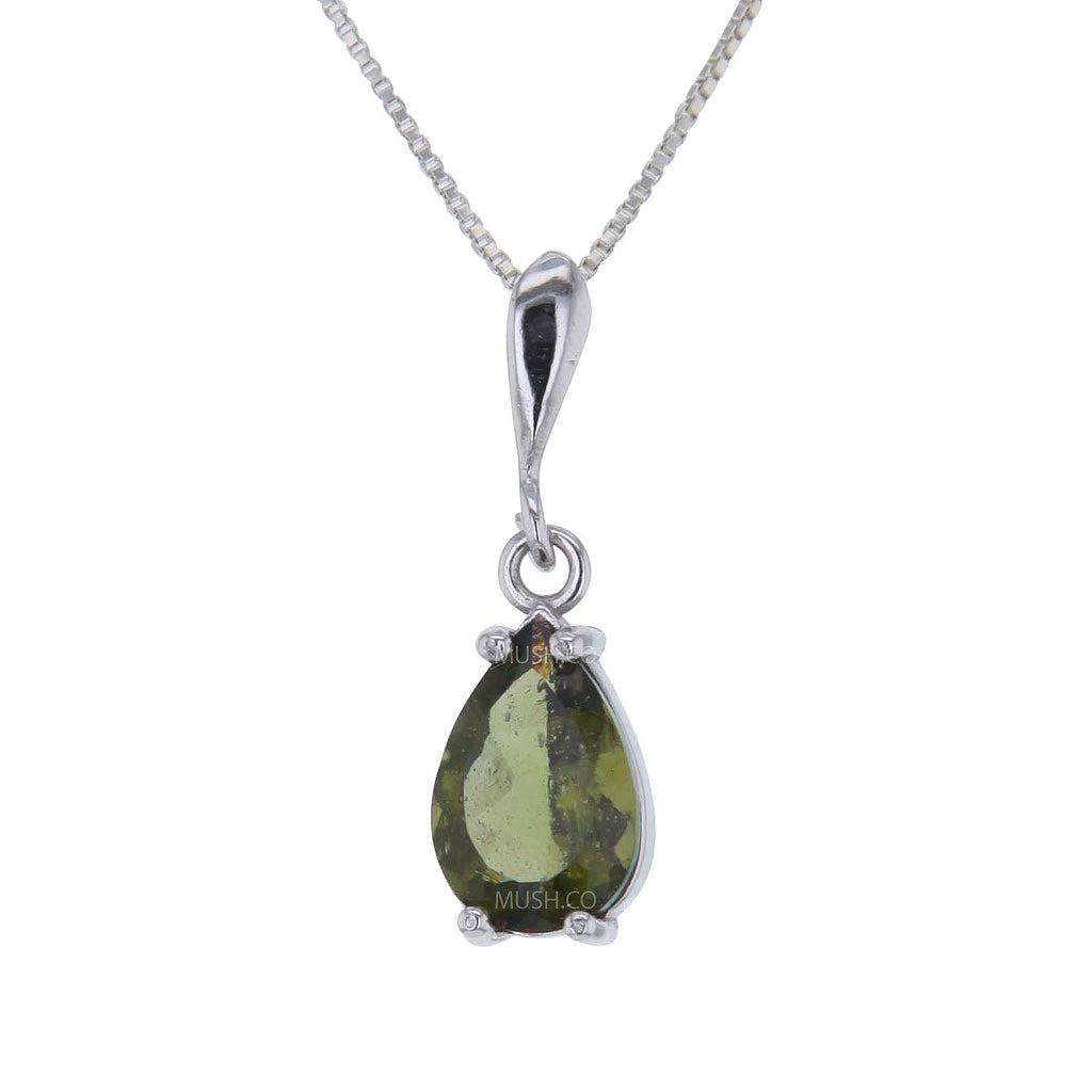faceted-pearshape-moldavite-pendant-necklace-in-sterling-silver