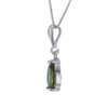 Faceted Pearshape Moldavite Pendant Necklace in Sterling Silver