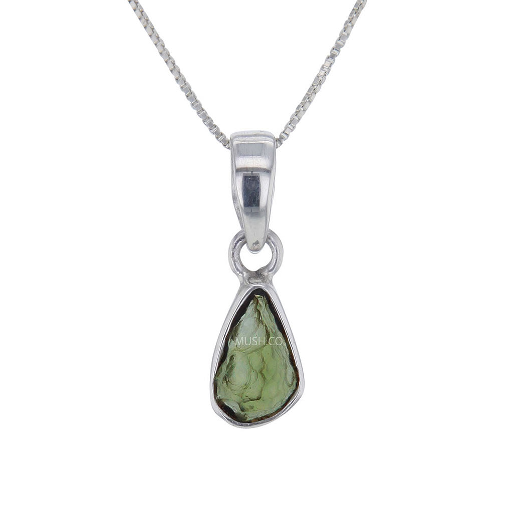 live edge raw moldavite pendant necklace in sterling silver v2 live-edge-raw-moldavite-pendant-necklace-in-sterling-silver-v2