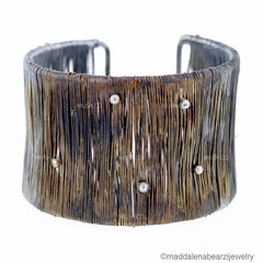 Blades Oxidized Copper & Sterling Silver Bracelet with Silver Baubles