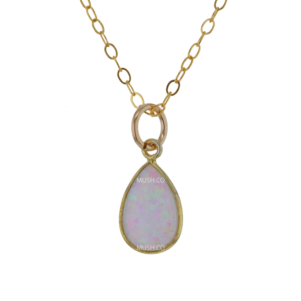 Pear-shaped Opal Pendant in 14K Gold Plated Sterling Silver Hollywood