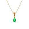 Petite Teardrop Natural Columbian Emerald in 18K Solid Gold Pendant Necklace