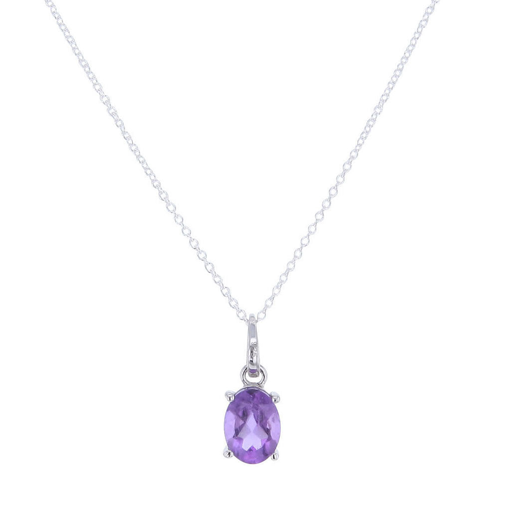 Petite Oval Amethyst Pendant Necklace Hollywood