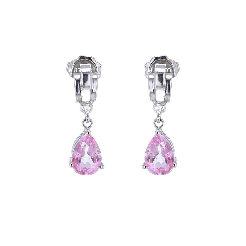 Pink Tourmaline Studs in 14 Ct White Gold Hollywood