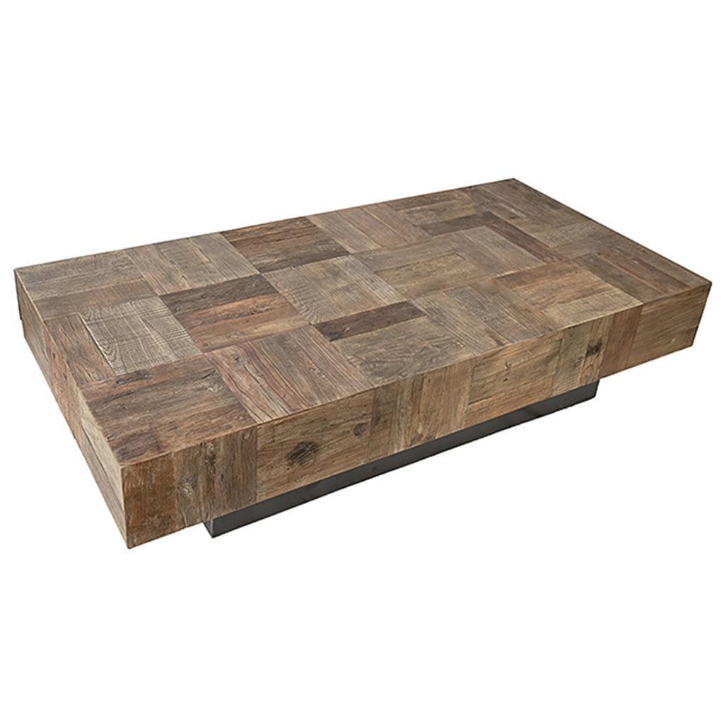 Powell 59" Elm Wood Coffee Table with Metal Base Hollywood