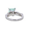 Princess Cut Ocean Green Spinel & 14 CZ Sterling Silver Ring Size 7