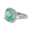 Princess Cut Ocean Green Spinel Sterling Silver Ring Size 7