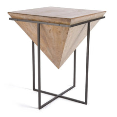 Mango Wood & Iron Pyramid Side Table