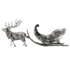 Reindeer Sleigh Centerpiece in Sterling Silver Pewter