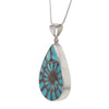 Pear Shaped Ammonite With Inlaid Turquoise in a Sterling Silver Setting