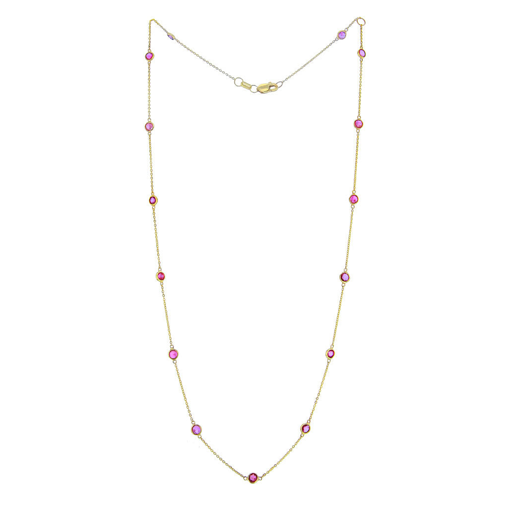 Natural Ruby on 14kt Solid Gold Necklace Hollywood