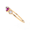 Brilliant Faceted Ruby & Diamonds Ring 14K Gold Size 7
