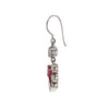 Faceted White Topaz & Ruby Crystal Earrings in Sterling Silver