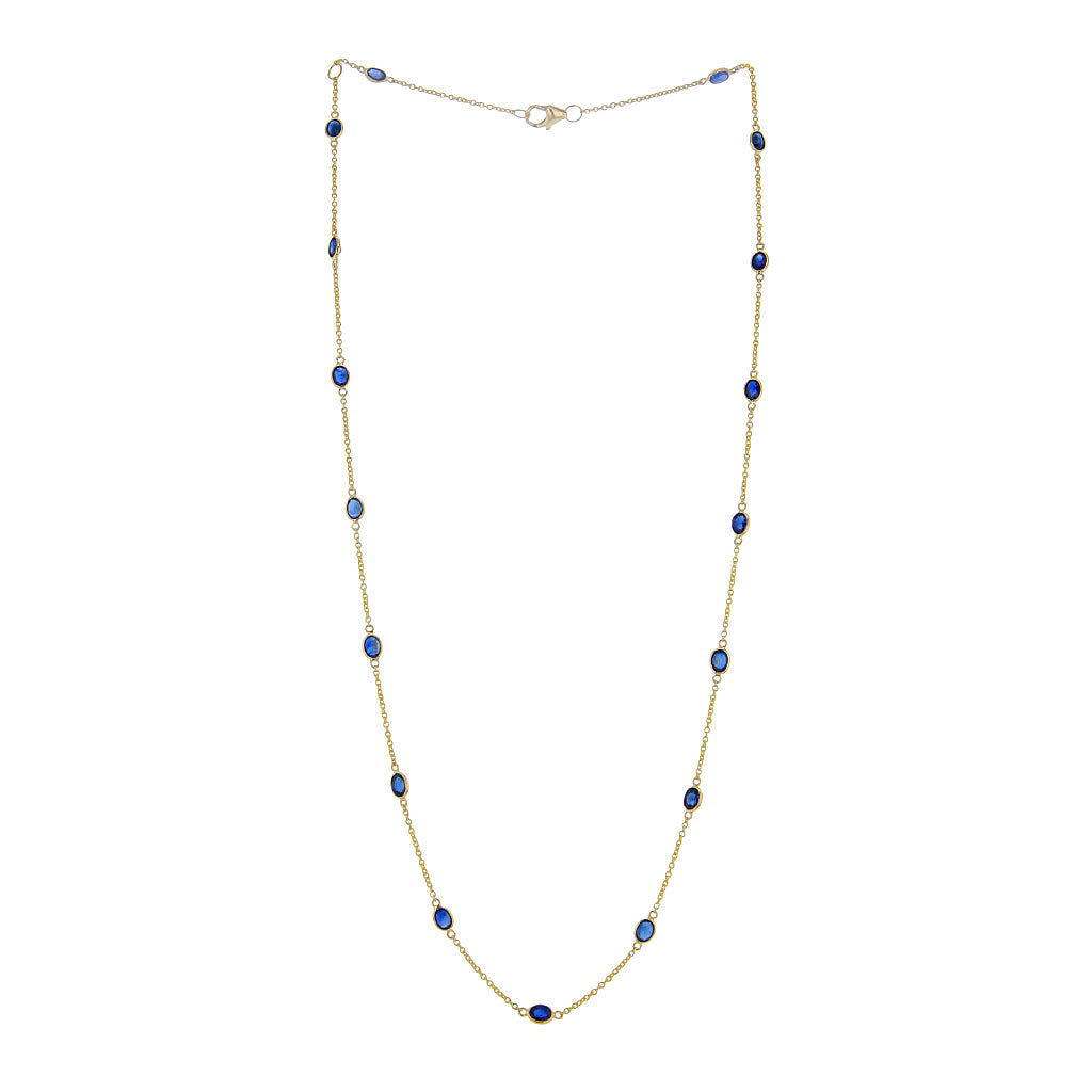 Natural Blue Sapphire on 14kt Solid Gold Necklace Hollywood