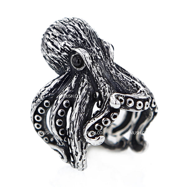 Lifelike Octopus Sterling Silver Ajustable Ring Hollywood