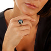 Round Blue Topaz Pressure Set in Sterling Silver Ring by Bora Size 7