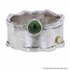 Italian Designer Sterling Silver Barrel Ring with Serpentine Stone and 18K Gold Bauble