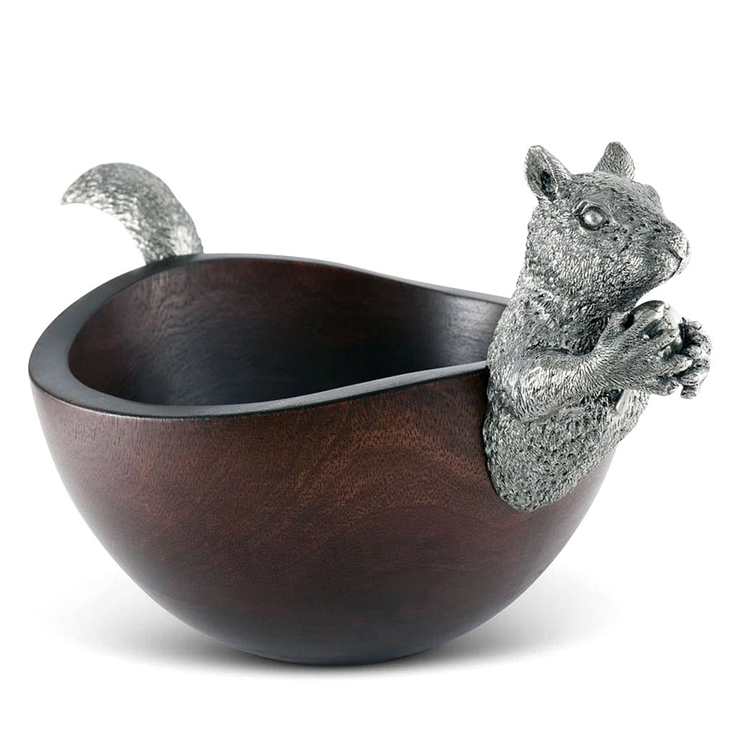 Squirrel Nut Bowl From Mango Wood & Sterling Silver Pewter Hollywood
