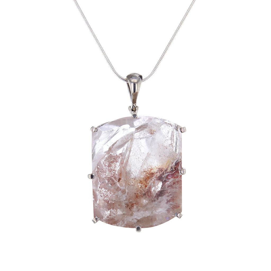 Rare Quartz Within Crystal Statement Pendant Necklace