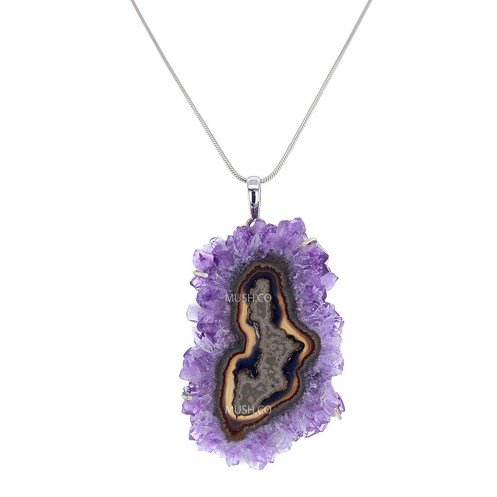 Large Statement Amethyst Stalactite Pendant in Sterling Silver Hollywood