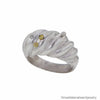 Organic Shaped Sterling Silver Ring with 18K Solid Gold Baubles Size 7