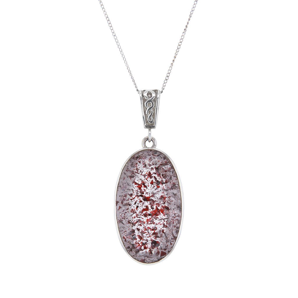 Super 7 Meloday Stone Faceted Oval Pendant in Sterling Silver Hollywood