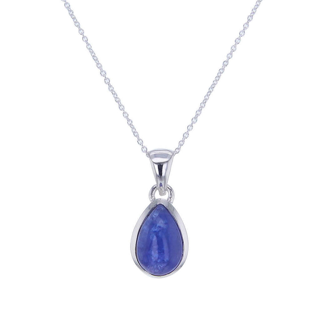 10 Carat Drop Cabochon Tanzanite Pendant Necklace Hollywood