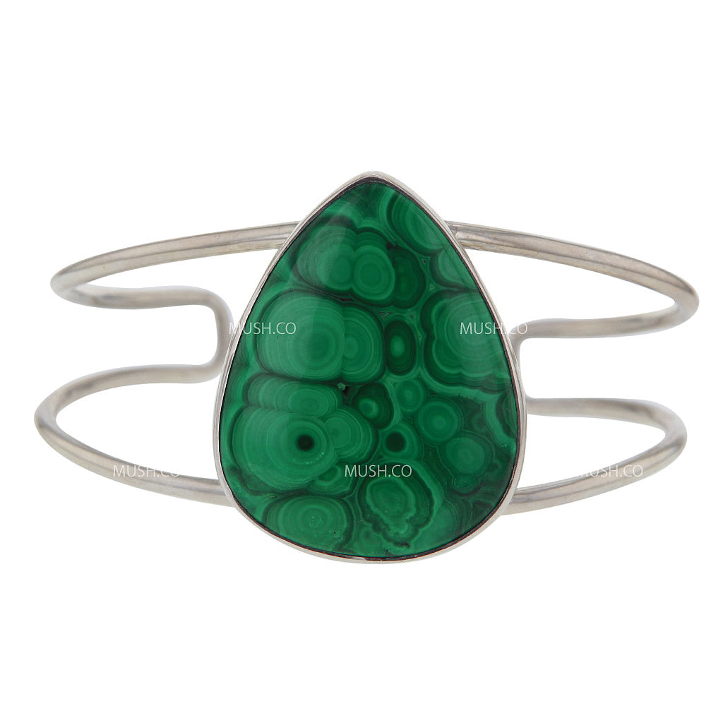 Teardrop Malachite Sterling Silver Cuff Bracelet Hollywood