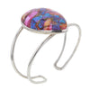 Teardrop Pink Spiny Oyster Turquoise Cuff Bracelet in Sterling Silver