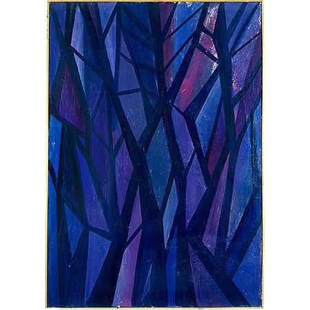 Vintage Oil Painting Titled "Abstract Indigo Trees" by Nikolay Nickov Hollywood