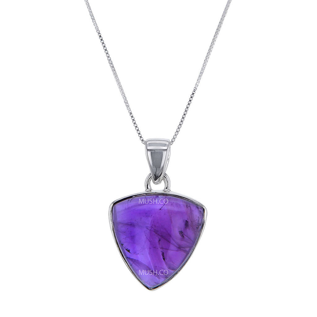 Spherical Triangle Cabochon Amethyst Pendant Necklace Hollywood