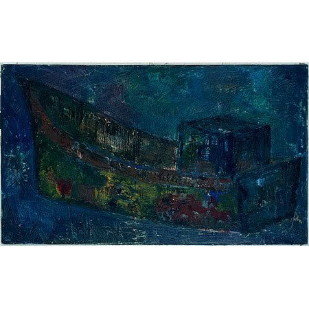 Vintage Impressionist Oil Painting of a Tug Boat by Nikolay Nikov Hollywood