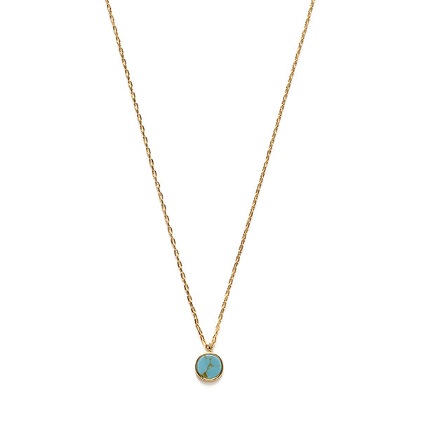 Petit Turquoise Disk Pendant Necklace Hollywood