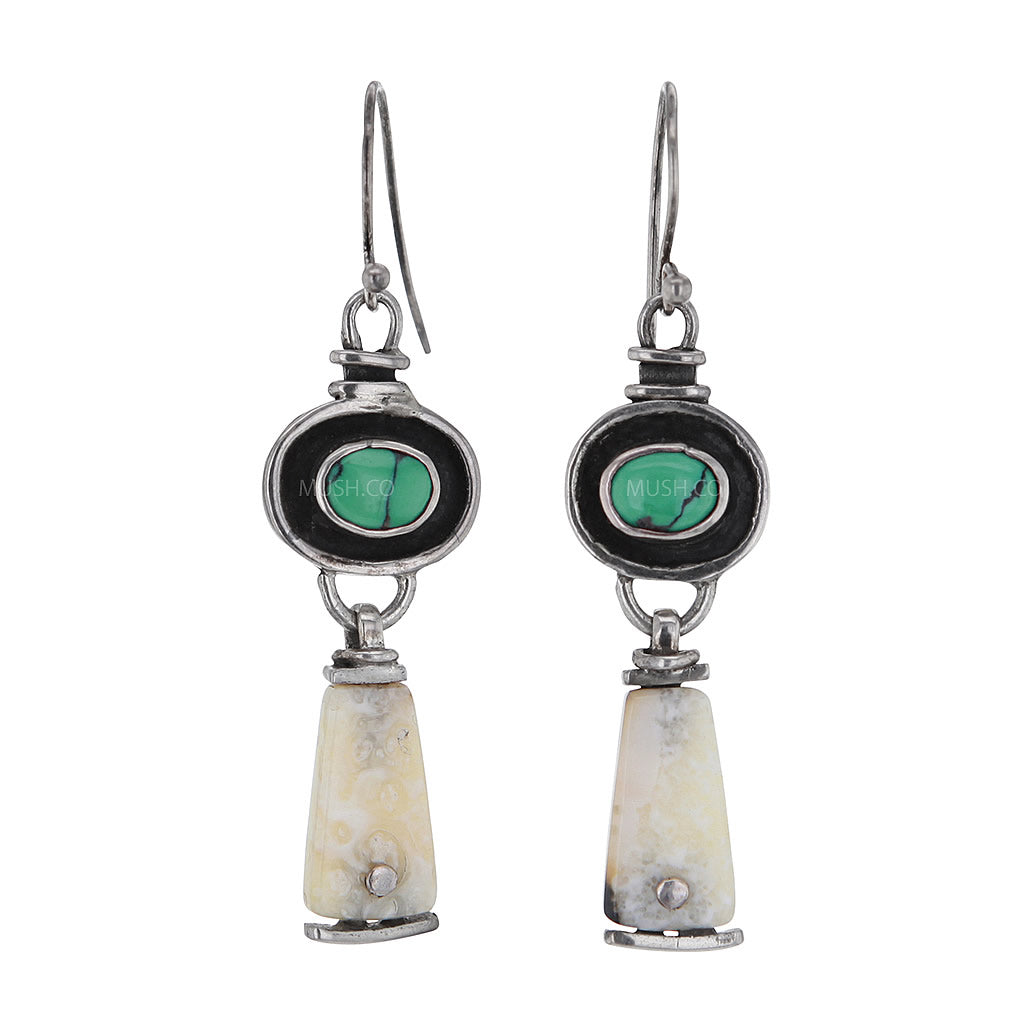 ancient-fossil-artifact-and-turquoise-earrings-v4