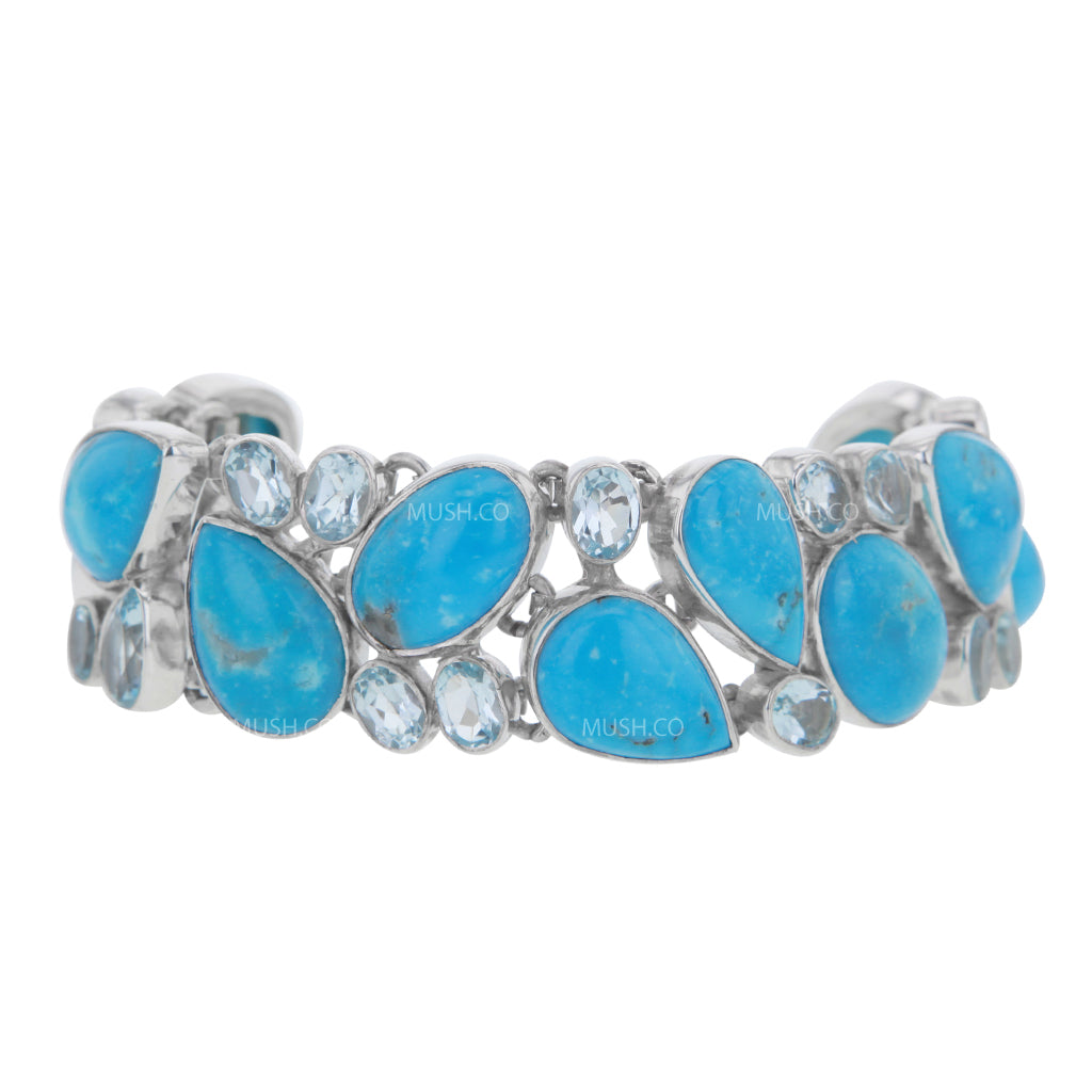 Luxury Turquoise and Blue Topaz Link Bracelet Hollywood