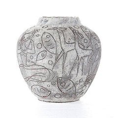 Vintage Hand Built White Ceramic Filigran Vase for Ruscha
