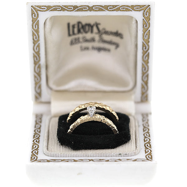 Vintage 14 K Gold Diamond Engagement Ring & Band Box Set Size 6.5 Hollywood