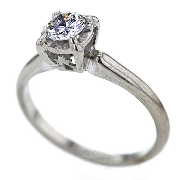 Vintage 14K White Gold Diamond Engagement Ring Size 6 Hollywood
