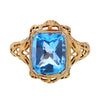 Vintage Chevron Cut London Topaz in 10K Solid Gold Ring Size 5