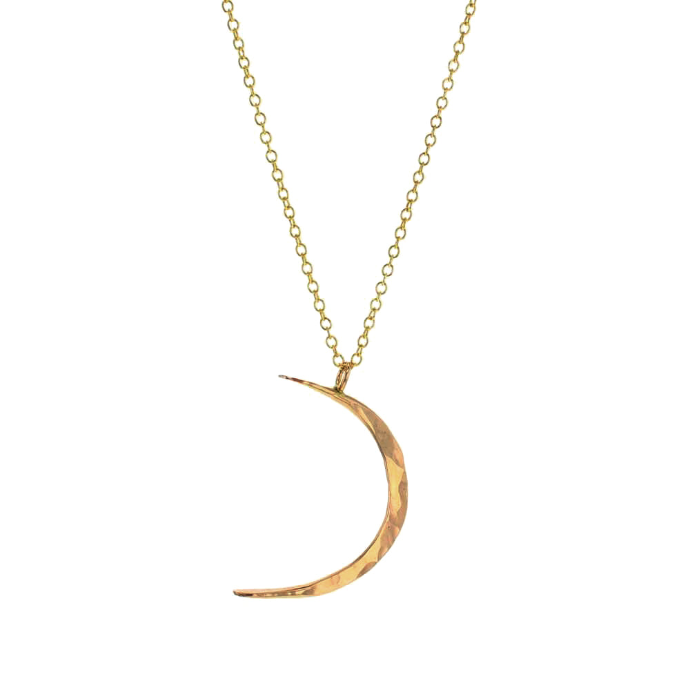Waxing Crescent Hand Hammered Pendant Necklace Hollywood